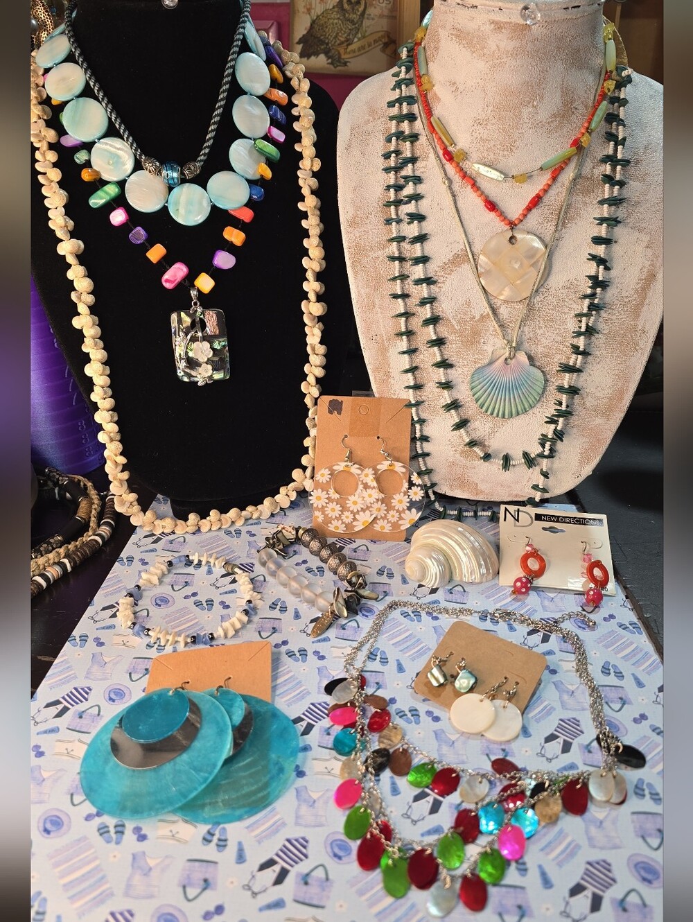 Beach theme jewelry bundle 17 pieces shell mother of pearl Abalone